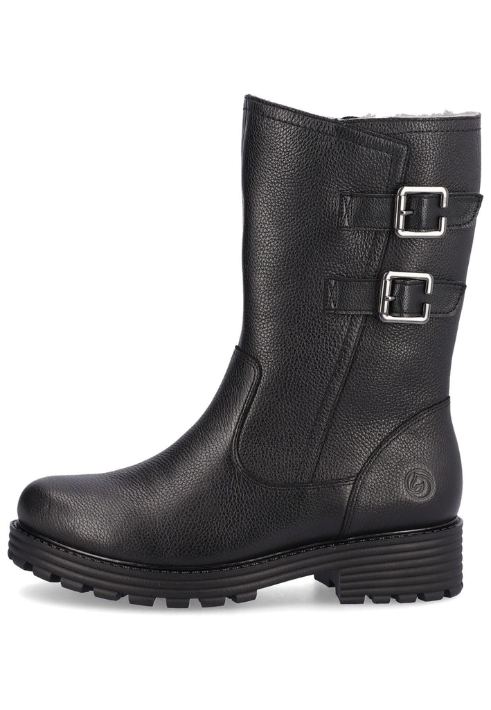 Stiefeletten Remonte Stiefelette Glattleder Schwarz Warmfutter