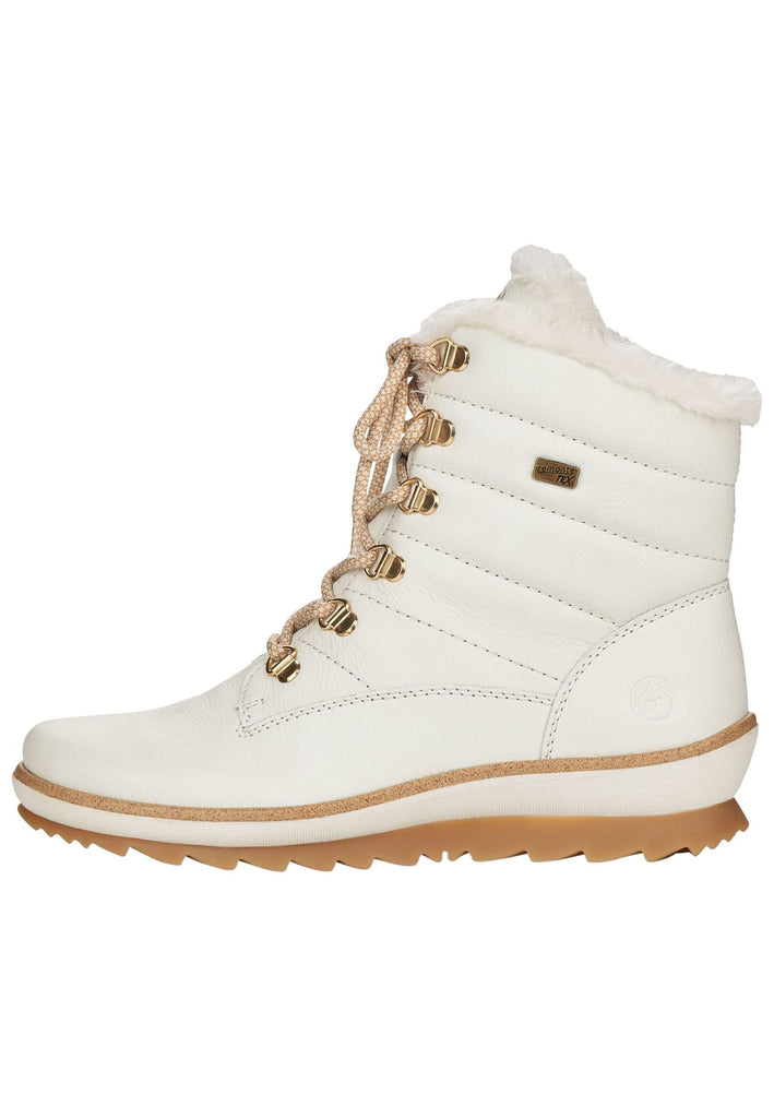 Stiefeletten Remonte Stiefelette Glattleder Weiß Warmfutter
