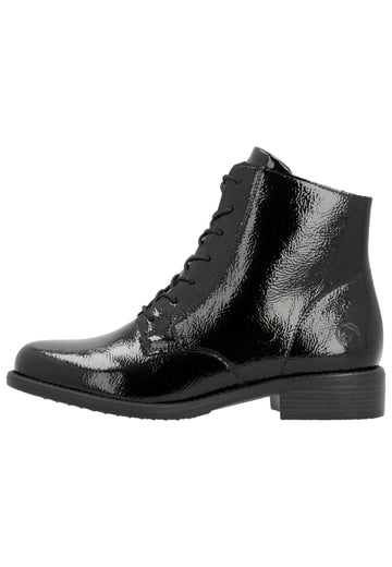 Stiefeletten Remonte Stiefelette Leder Schwarz Lack