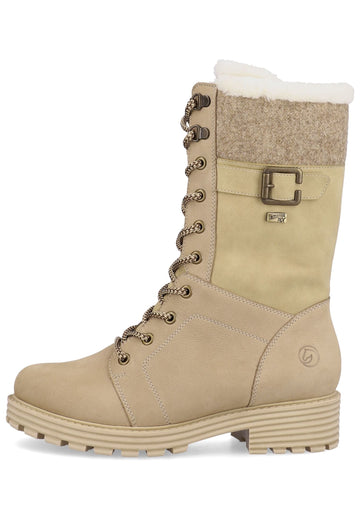 Stiefeletten Remonte Stiefelette Veloursleder Crema Warmfutter