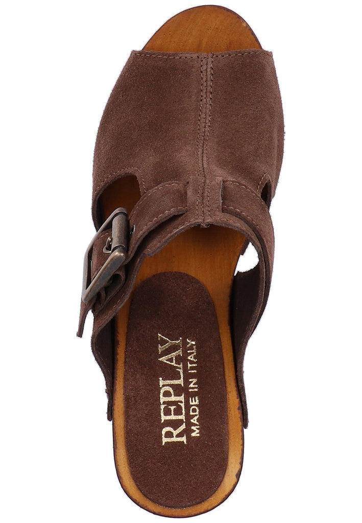 Replay Pantoletten Leder Dunkelbraun