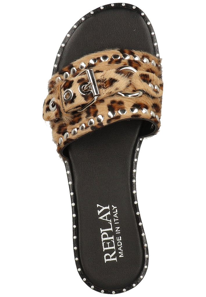 Replay Pantoletten Leder Leopard