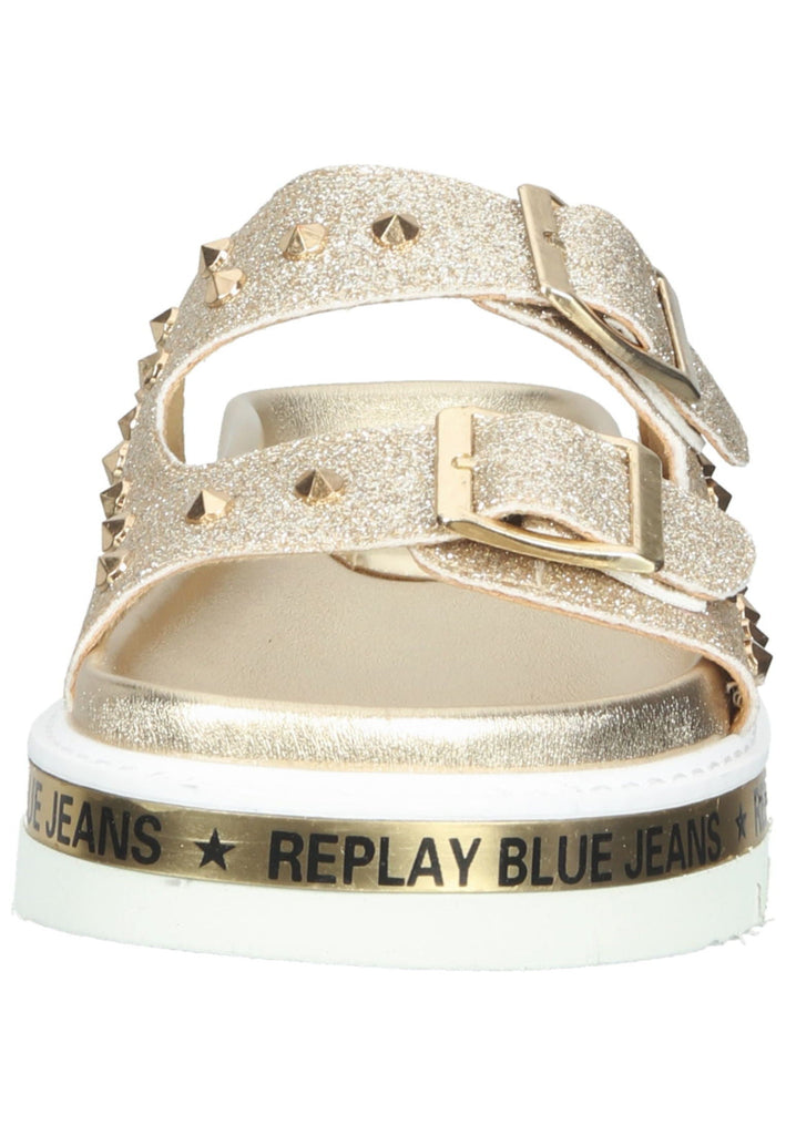 Replay Pantoletten Lederimitat Gold