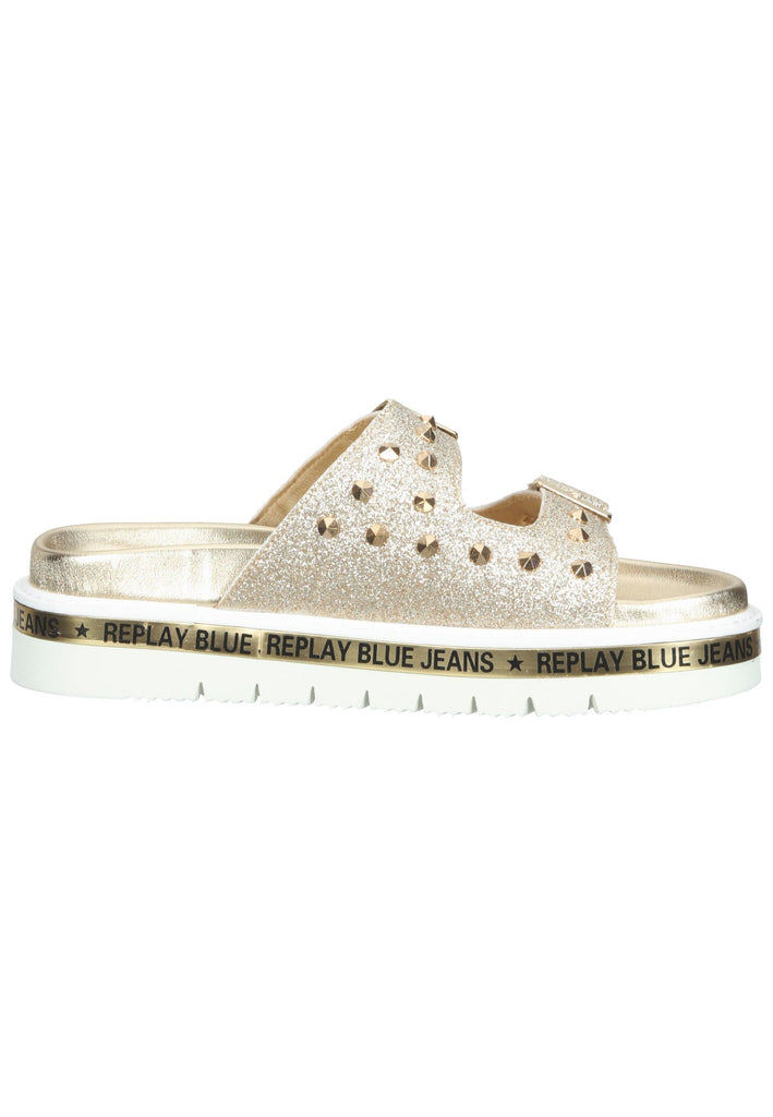 Replay Pantoletten Lederimitat Gold