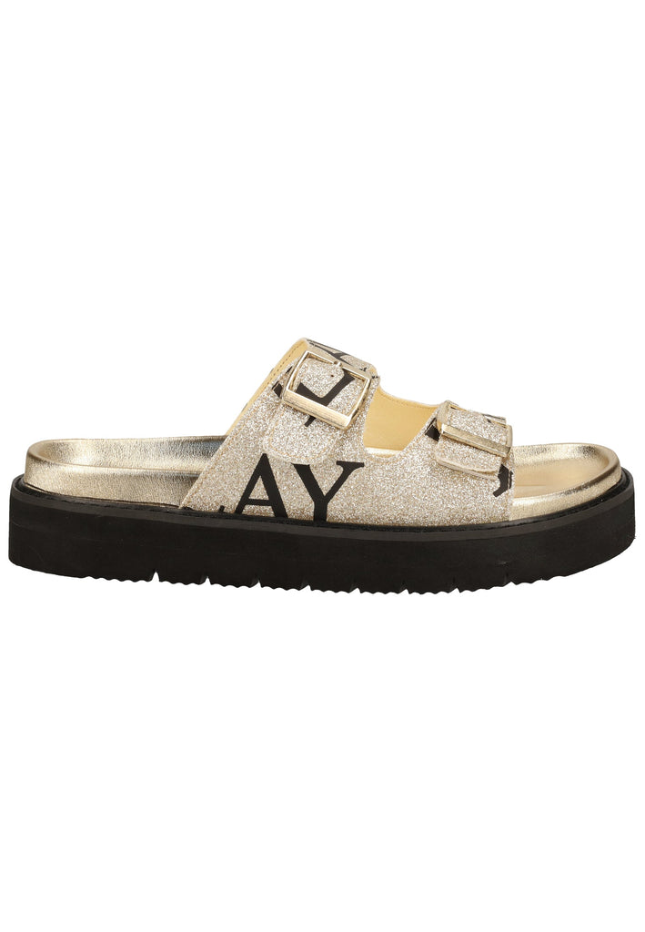 Replay Pantoletten Lederimitat Platin