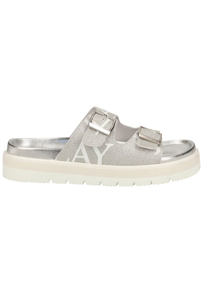 Replay Pantoletten Lederimitat Silber