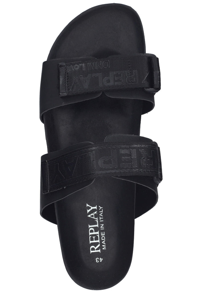 Replay Pantoletten Lederimitat/Textil Schwarz