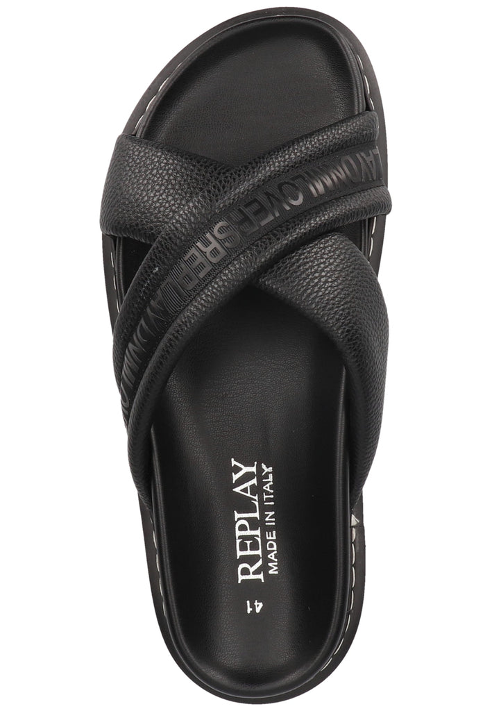 Replay Pantoletten Lederimitat/Textil Schwarz