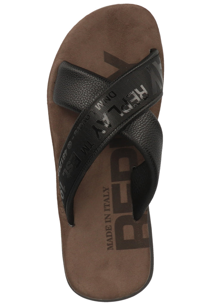 Replay Pantoletten Lederimitat/Textil Schwarz