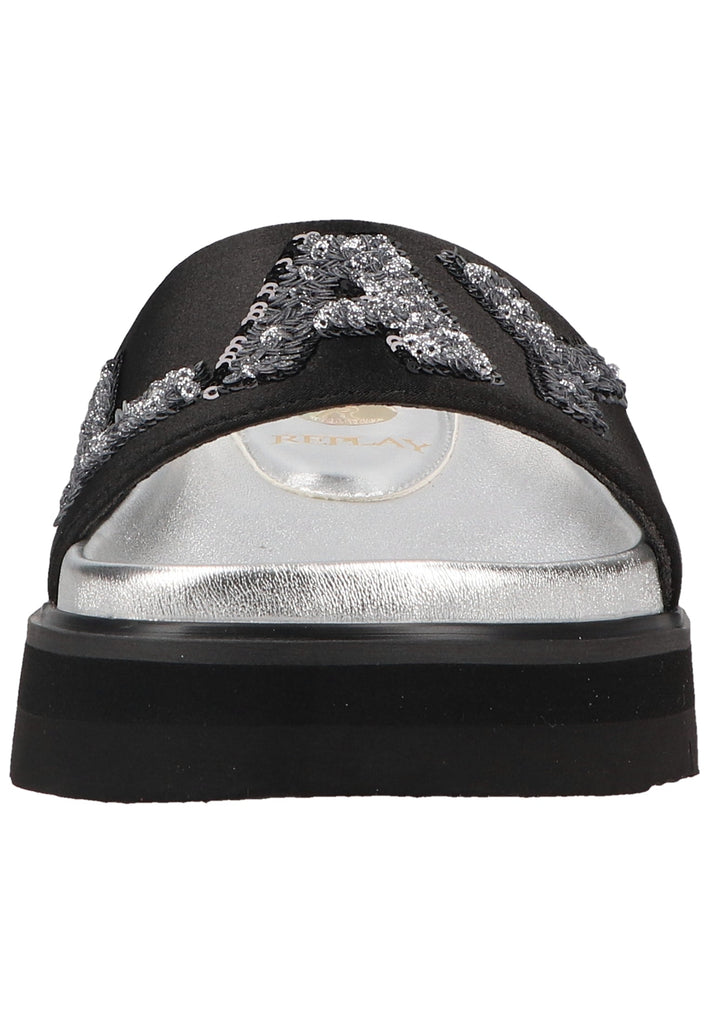 Replay Pantoletten Textil Schwarz