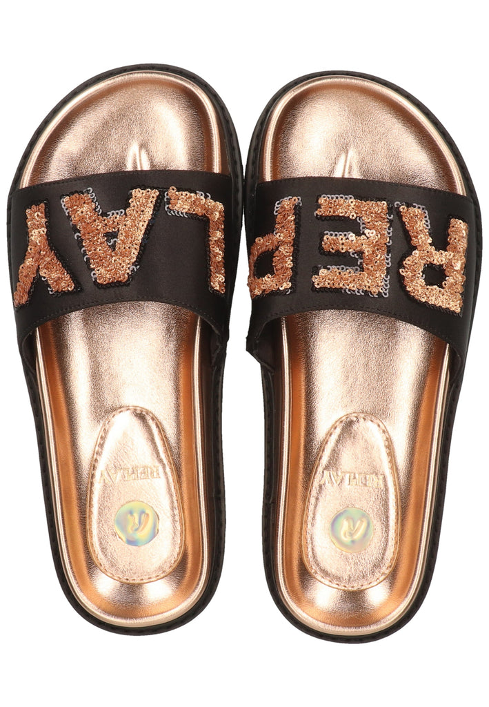 Replay Pantoletten Textil Schwarz