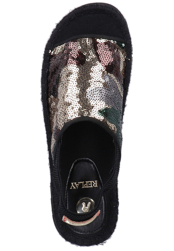 Replay Sandalen Lederimitat Schwarz/Oliv