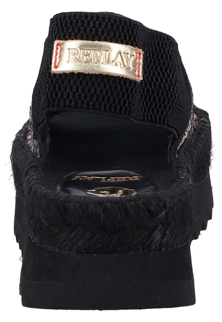 Replay Sandalen Lederimitat Schwarz/Oliv
