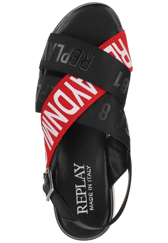 Replay Sandalen Lederimitat/Textil Rot/Schwarz