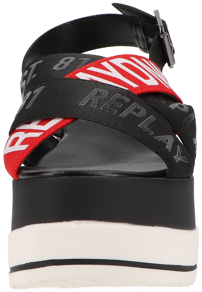 Replay Sandalen Lederimitat/Textil Rot/Schwarz