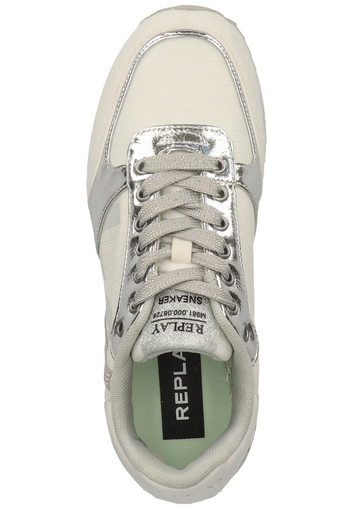Replay Sneaker Lederimitat/Textil Weiß/Silber