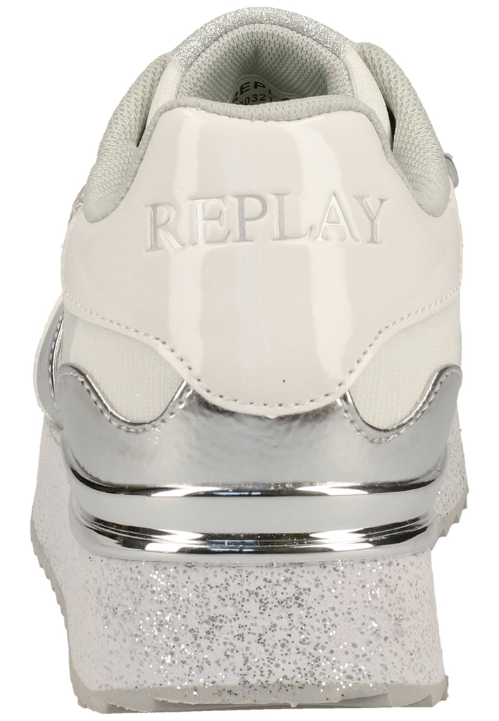 Replay Sneaker Lederimitat/Textil Weiß/Silber