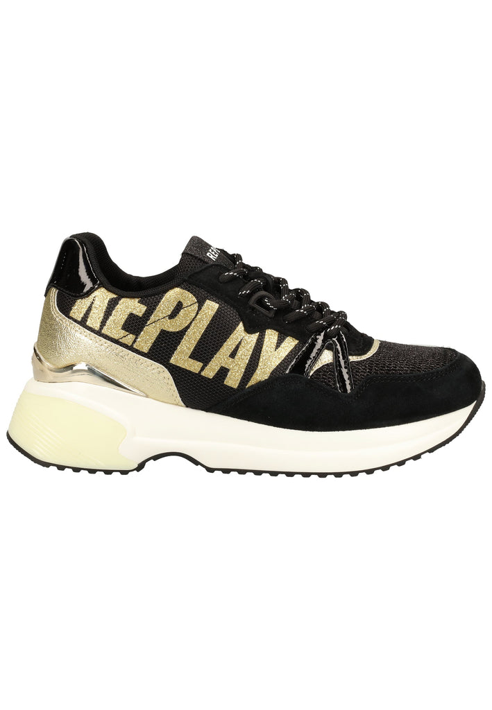 Replay Sneaker Veloursleder/Textil Schwarz/Gold