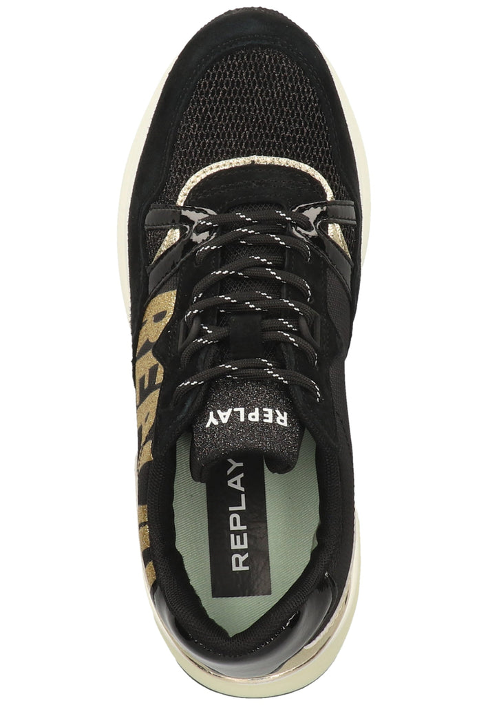 Replay Sneaker Veloursleder/Textil Schwarz/Gold