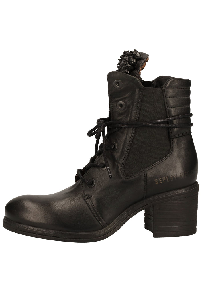 Replay Stiefelette Leder Schwarz