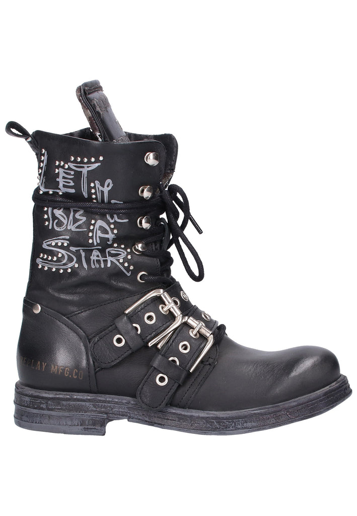 Replay Stiefelette Leder Schwarz