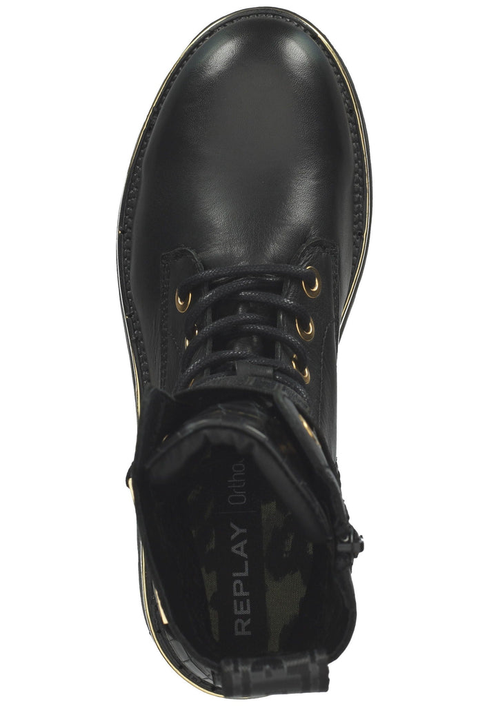 Replay Stiefelette Leder Schwarz