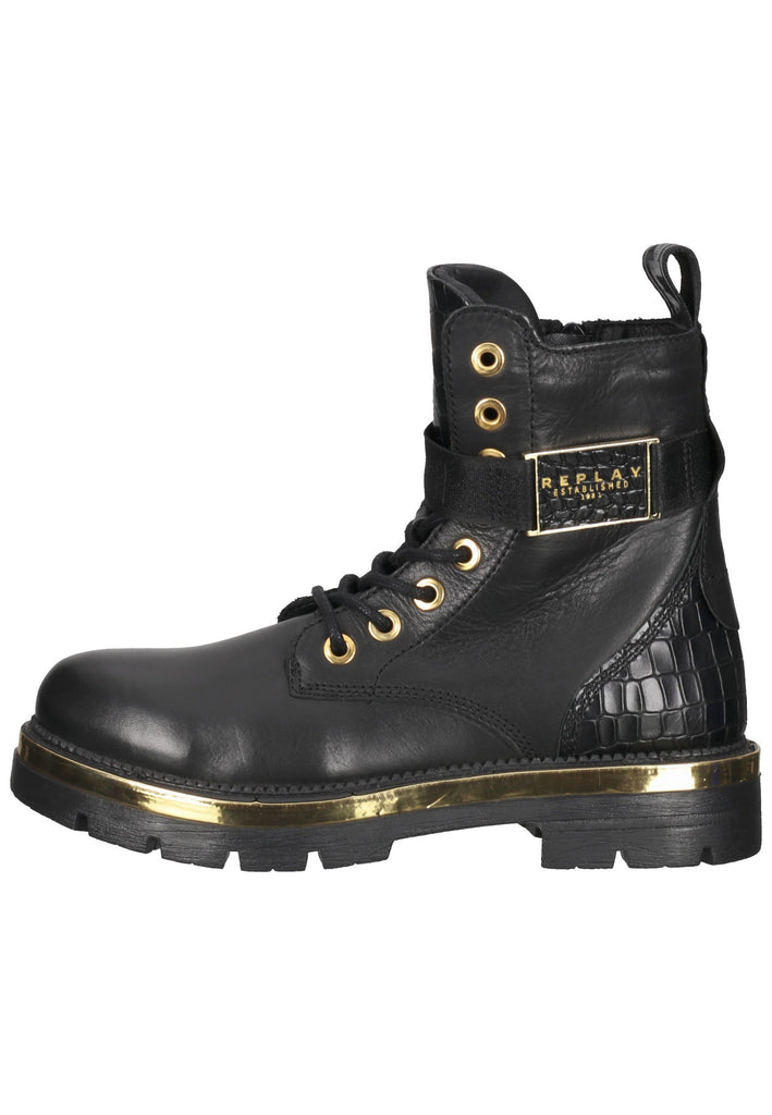 Replay Stiefelette Leder Schwarz