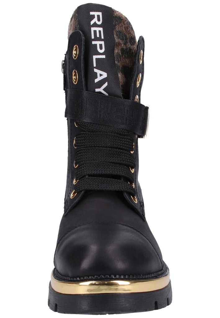 Replay Stiefelette Leder/Synthetik Schwarz/Gold