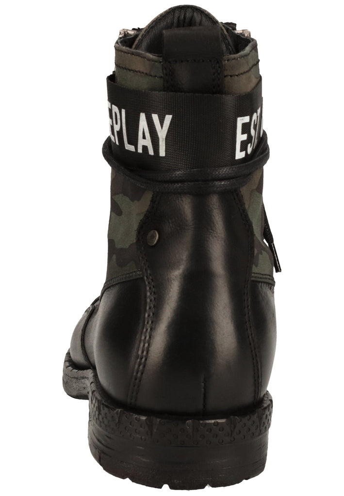 Replay Stiefelette Leder/Textil Schwarz/Grün