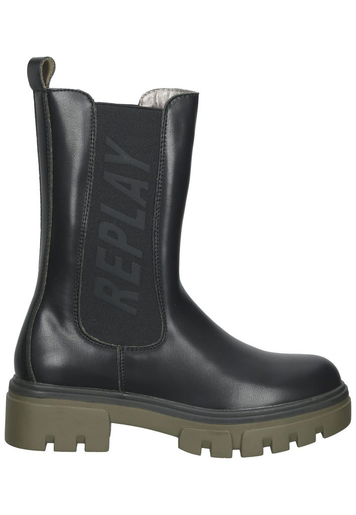 Replay Stiefelette Lederimitat/Textil Schwarz/Grün