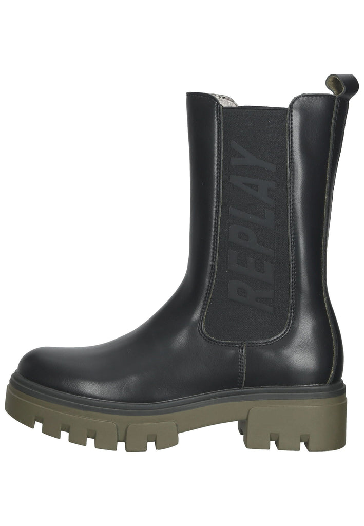 Replay Stiefelette Lederimitat/Textil Schwarz/Grün