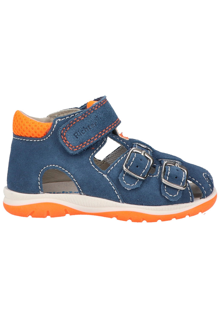 Richter Halbschuhe Veloursleder/Textil Blau/Orange