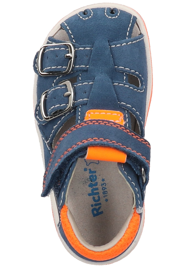 Richter Halbschuhe Veloursleder/Textil Blau/Orange