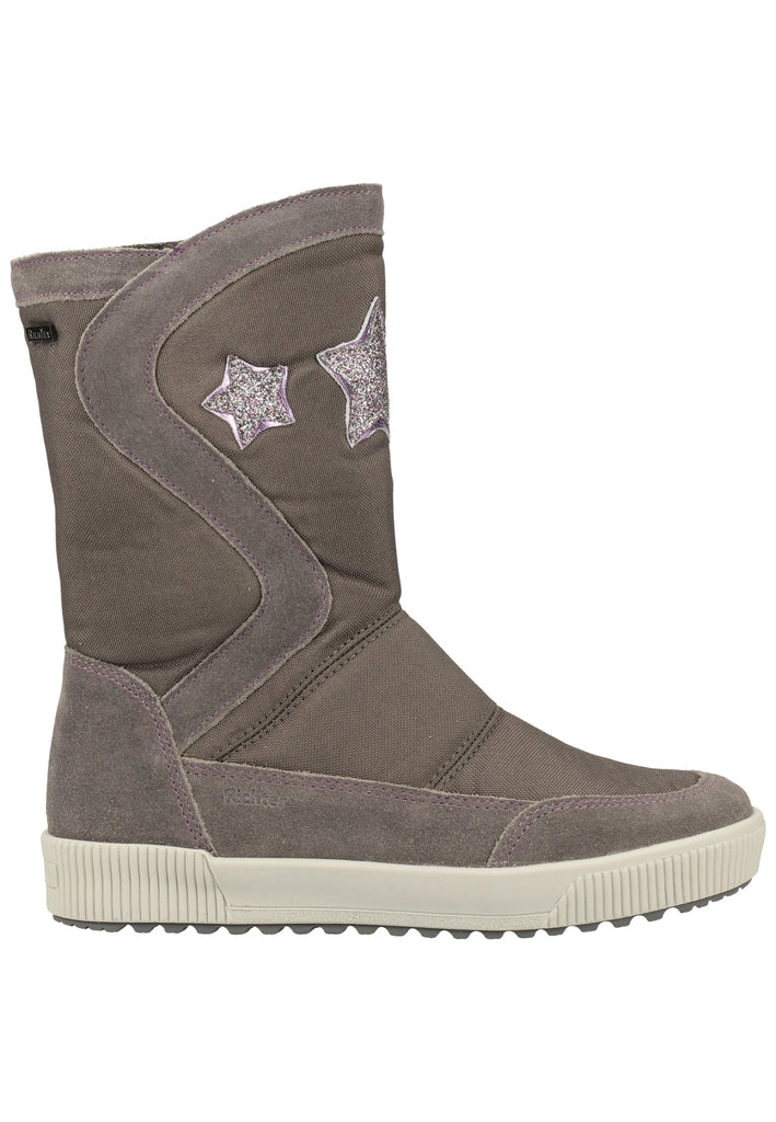 Richter Stiefel Leder/Textil Grau/Lila Warmfutter