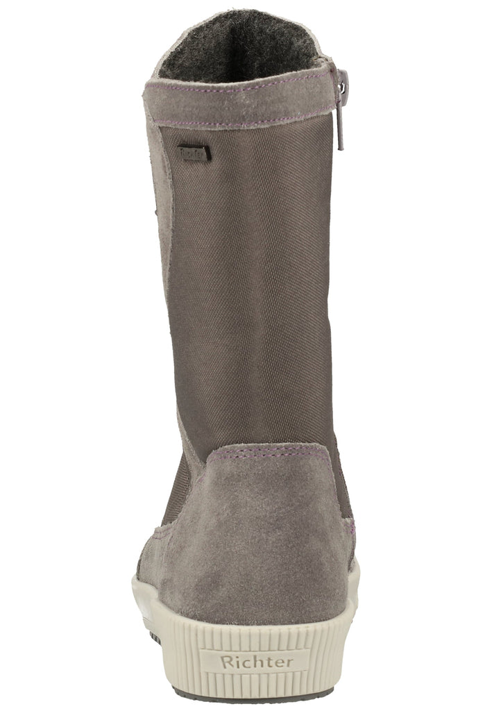 Richter Stiefel Leder/Textil Grau/Lila Warmfutter