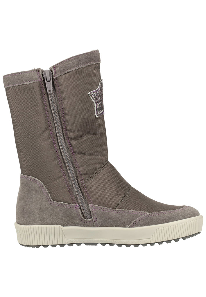 Richter Stiefel Leder/Textil Grau/Lila Warmfutter
