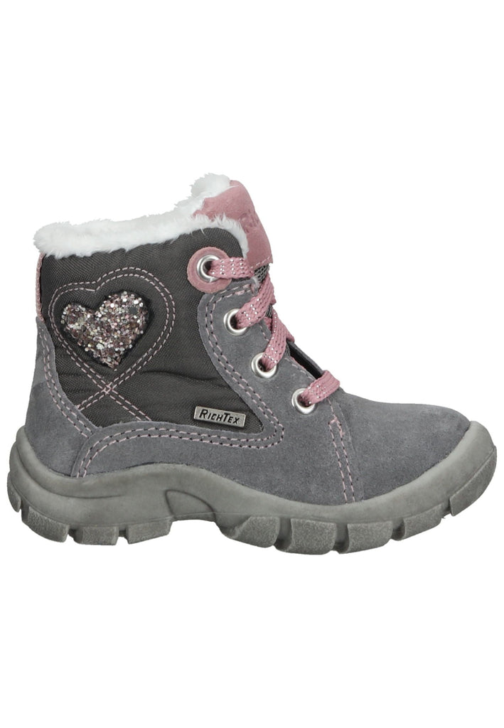 Richter Stiefelette Veloursleder/Textil Grau/Rosa Warmfutter
