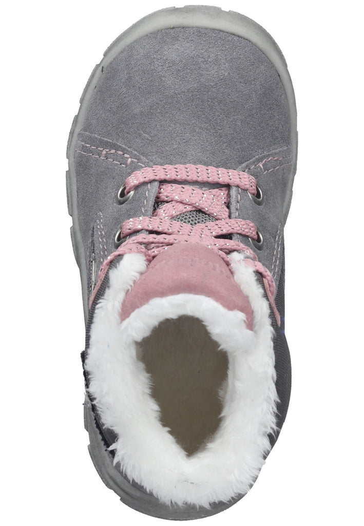 Richter Stiefelette Veloursleder/Textil Grau/Rosa Warmfutter