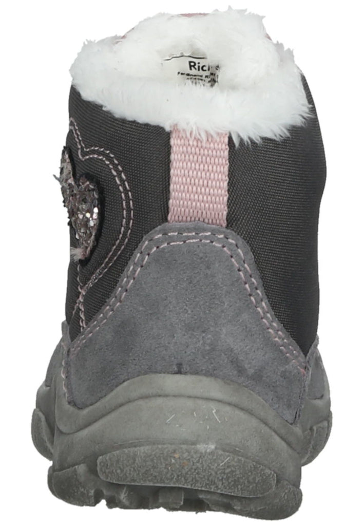 Richter Stiefelette Veloursleder/Textil Grau/Rosa Warmfutter