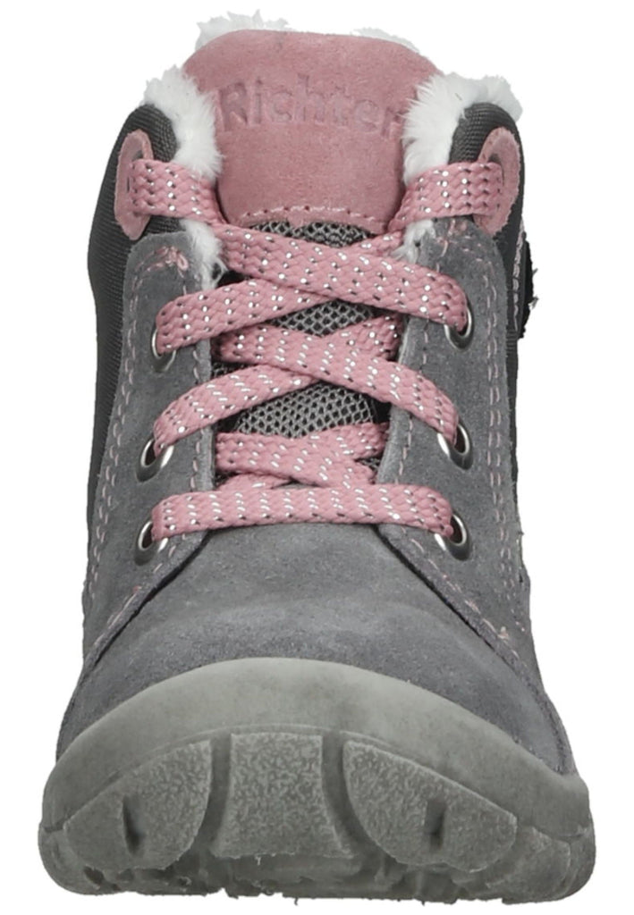Richter Stiefelette Veloursleder/Textil Grau/Rosa Warmfutter