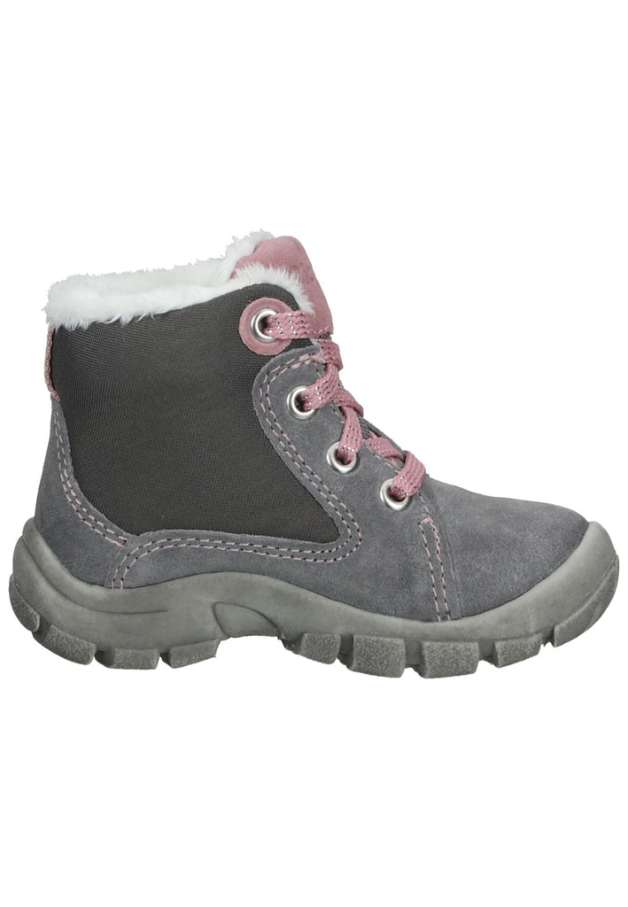 Richter Stiefelette Veloursleder/Textil Grau/Rosa Warmfutter