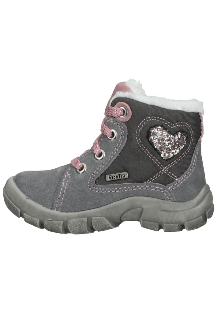 Richter Stiefelette Veloursleder/Textil Grau/Rosa Warmfutter