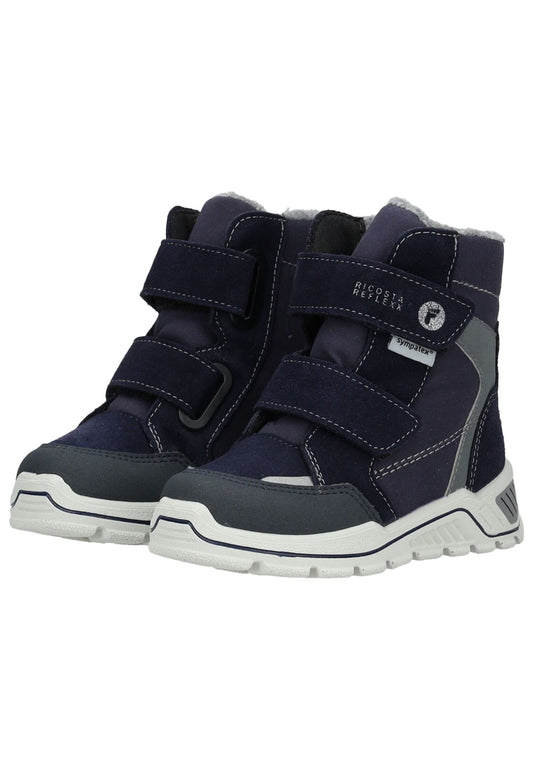 Ricosta Stiefel Leder/Synthetik Blau/Grau Warmfutter