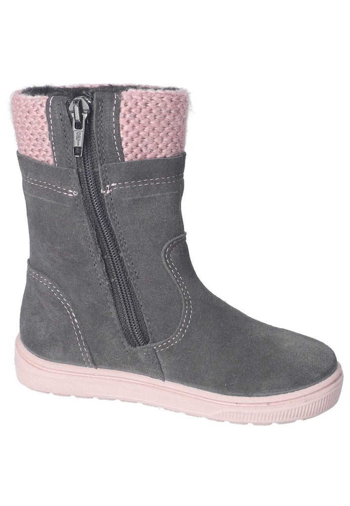 Ricosta Stiefel Leder/Textil Grau/Rosa Warmfutter