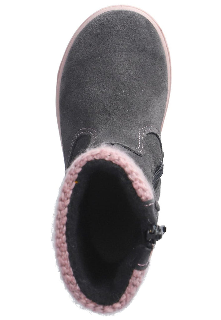 Ricosta Stiefel Leder/Textil Grau/Rosa Warmfutter