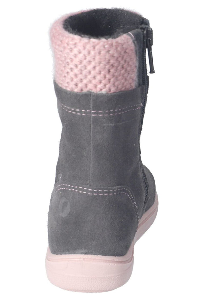 Ricosta Stiefel Leder/Textil Grau/Rosa Warmfutter