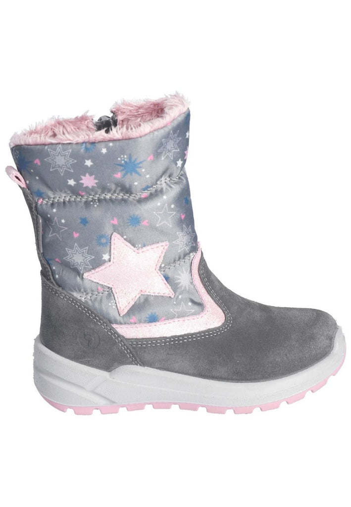 Ricosta Stiefel Leder/Textil Grau/Rosa Warmfutter