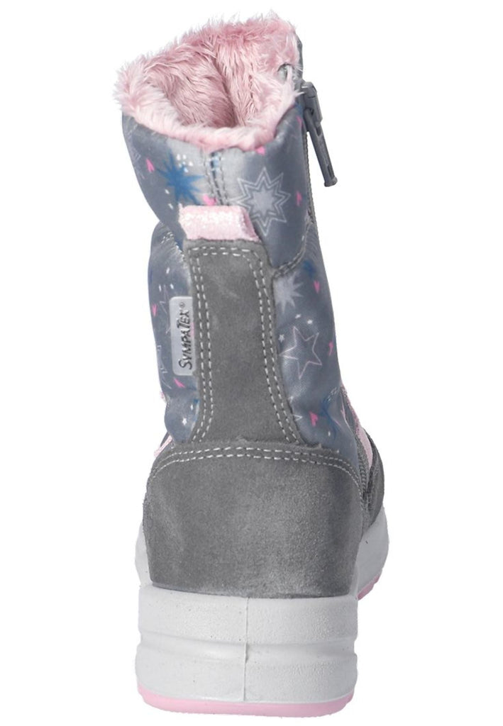 Ricosta Stiefel Leder/Textil Grau/Rosa Warmfutter