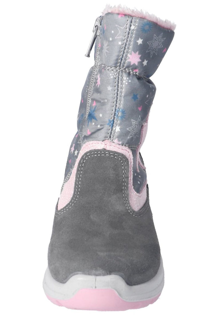 Ricosta Stiefel Leder/Textil Grau/Rosa Warmfutter