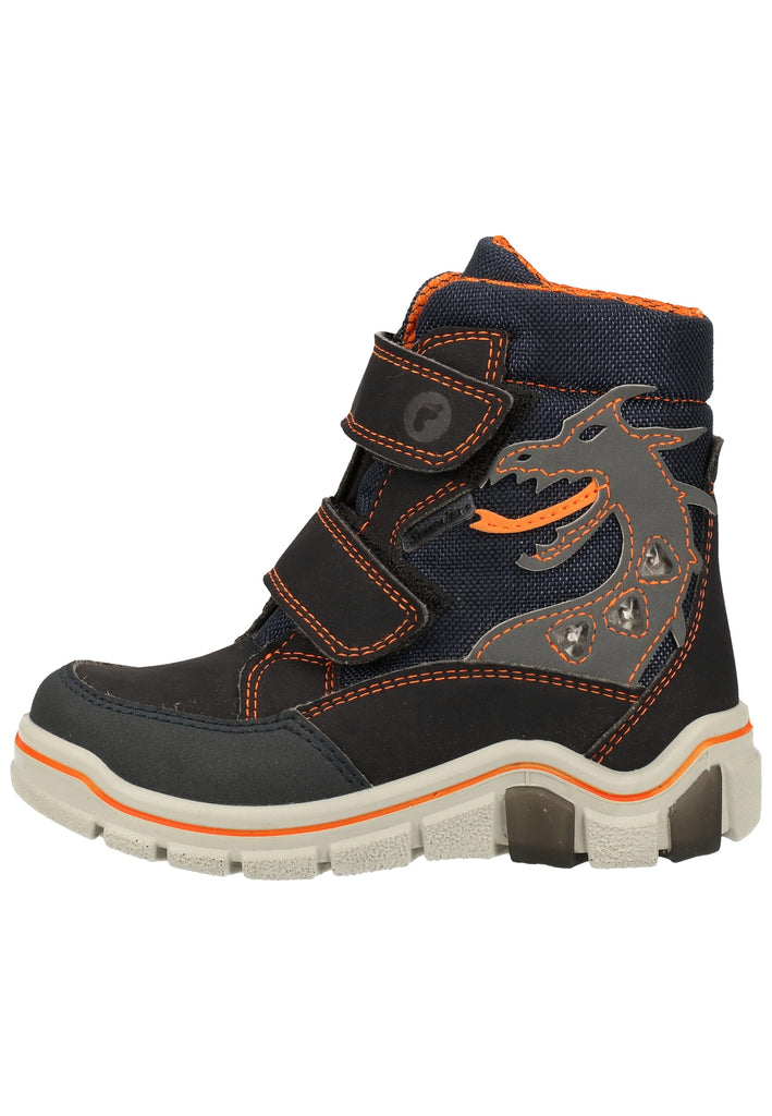 Ricosta Stiefel Lederimitat/Textil Blau/Orange Warmfutter